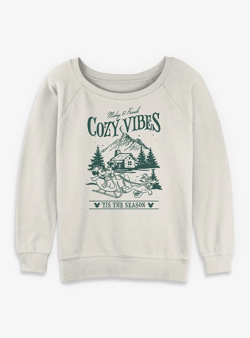 Disney Mickey Mouse & Friends Cozy Vibes Tis The Season Womens Slouchy Sweatshirt