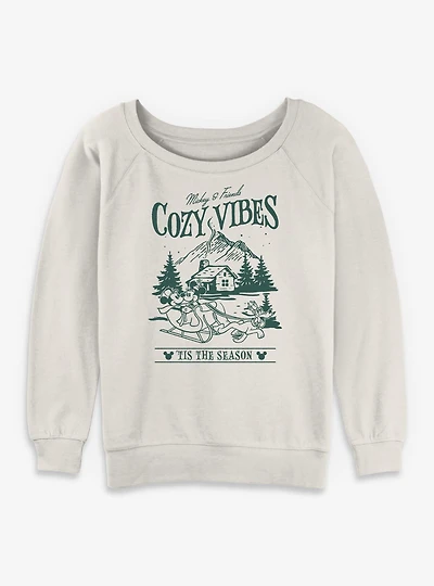 Disney Mickey Mouse & Friends Cozy Vibes Tis The Season Womens Slouchy Sweatshirt