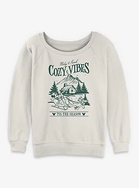 Disney Mickey Mouse & Friends Cozy Vibes Tis The Season Womens Slouchy Sweatshirt