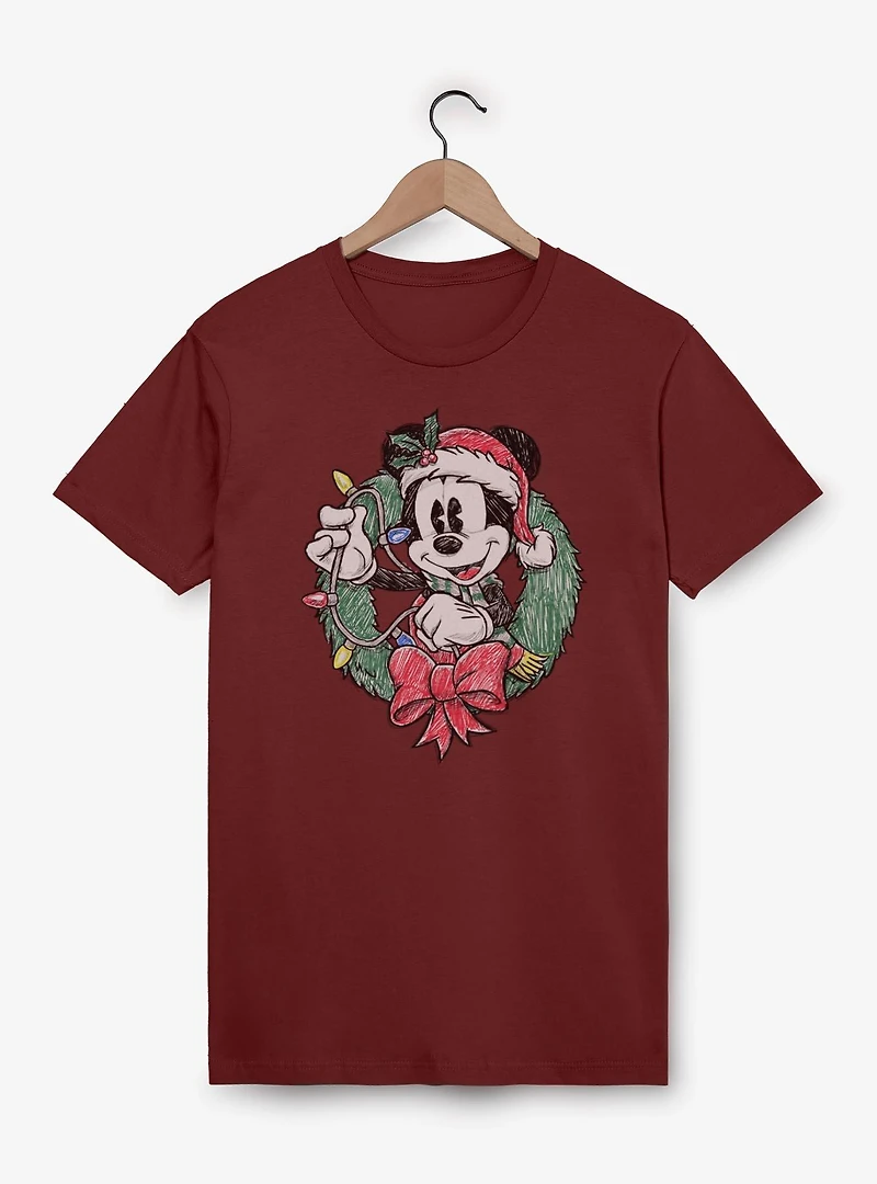 Disney Mickey Mouse Santa Sketch Style T-Shirt