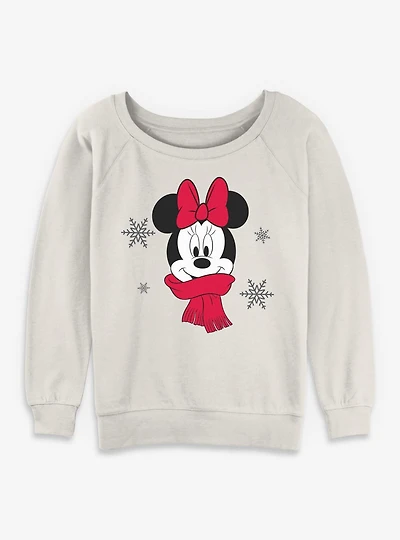 Disney Minnie Mouse Cozy Christmas Womens Slouchy Sweatshirt