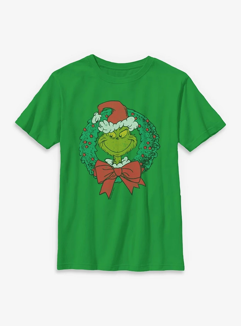 Dr. Seuss How The Grinch Stole Christmas Wreath Youth T-Shirt
