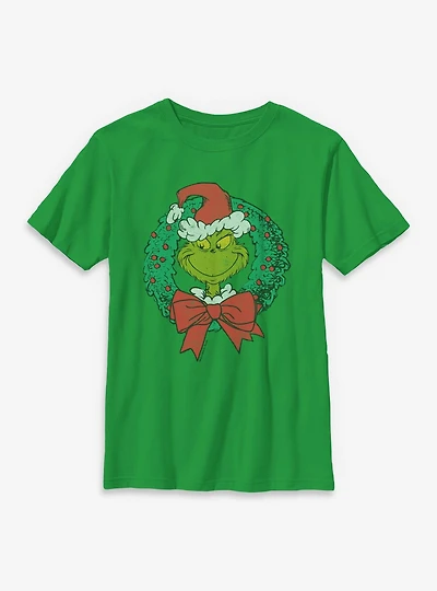 Dr. Seuss How The Grinch Stole Christmas Wreath Youth T-Shirt