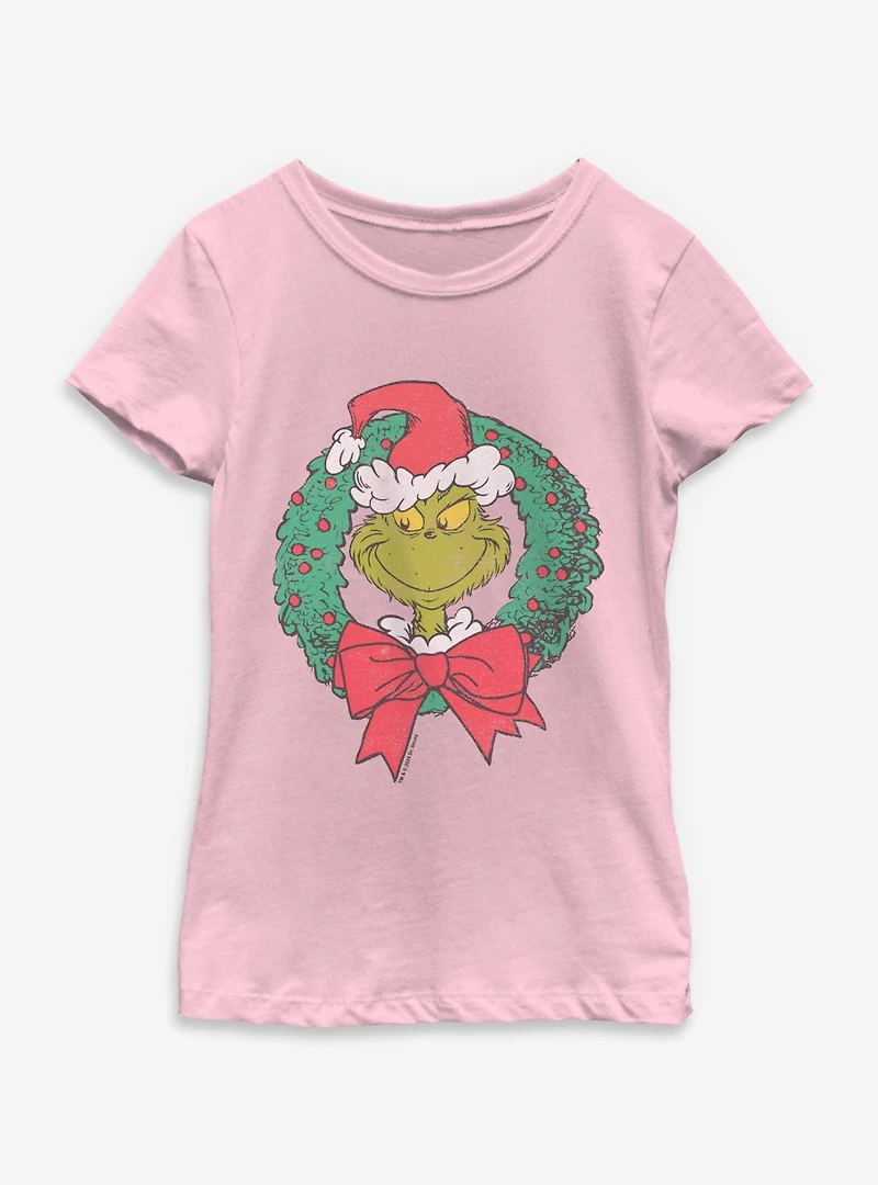 Dr. Seuss How The Grinch Stole Christmas Wreath Youth Girls T-Shirt