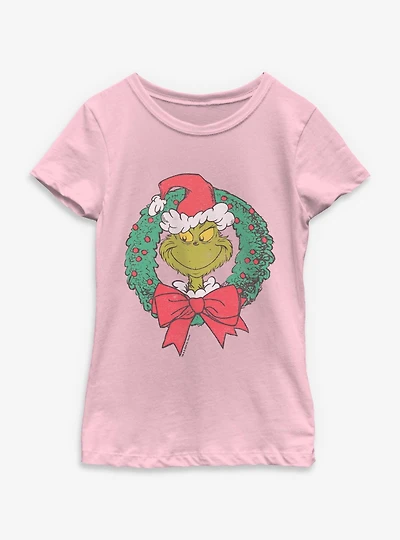Dr. Seuss How The Grinch Stole Christmas Wreath Youth Girls T-Shirt