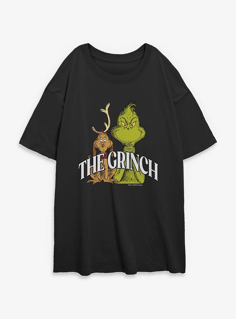 Dr. Seuss How The Grinch Stole Christmas & Max  Womens Oversized T-Shirt