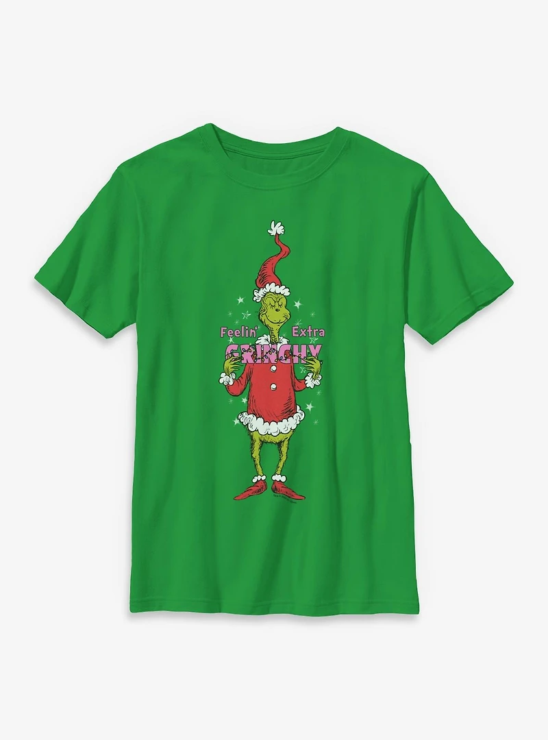 Dr. Seuss How The Grinch Stole Christmas Feelin Extra Grinchy Youth T-Shirt