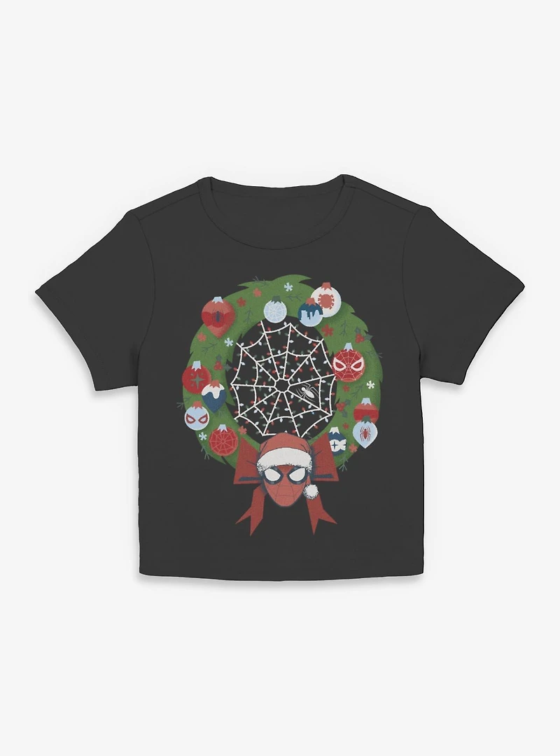 Marvel Spider-Man Christmas Wreath Women Baby T-Shirt