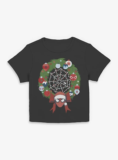 Marvel Spider-Man Christmas Wreath Women Baby T-Shirt