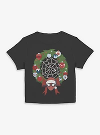 Marvel Spider-Man Christmas Wreath Women Baby T-Shirt