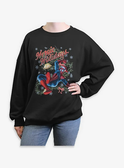 Marvel Spider-Man Vintage Heroic Holiday Womens Oversized Sweatshirt