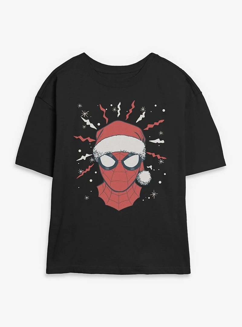 Marvel Spider-Man Xmas Face Womens Skimmer T-Shirt