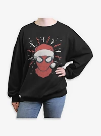 Marvel Spider-Man Xmas Face Womens Oversized Sweatshirt