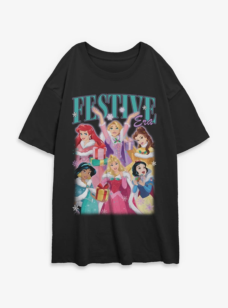 Disney Princesses Festive Era Womens Oversized T-Shirt