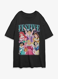 Disney Princesses Festive Era Womens Oversized T-Shirt