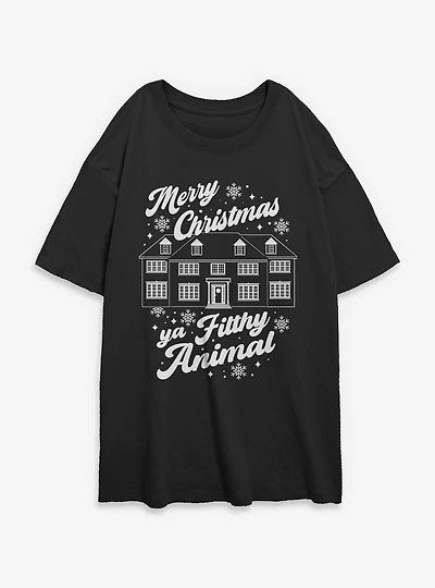 Home Alone Merry Christmas Ya Filthy Animal Womens Oversized T-Shirt