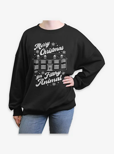 Home Alone Merry Christmas Ya Filthy Animal Womens Oversized Sweatshirt
