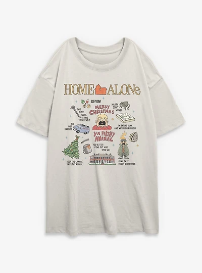 Home Alone Filthy Animal Xmas Icons Womens Oversized T-Shirt