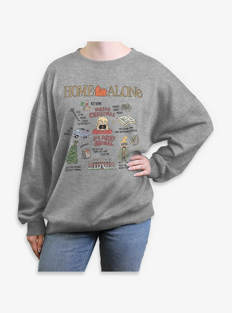 Home Alone Filthy Animal Xmas Icons Womens Oversized Sweatshirt