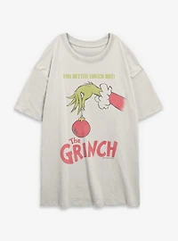 Dr. Seuss How The Grinch Stole Christmas You Better Watch Out Ornament Womens Oversized T-Shirt
