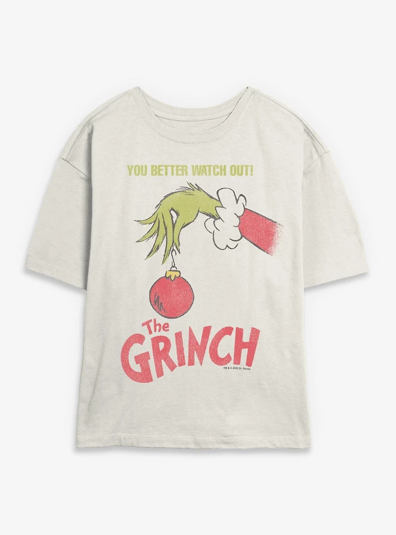 Dr. Seuss How The Grinch Stole Christmas You Better Watch Out Ornament Womens Skimmer T-Shirt