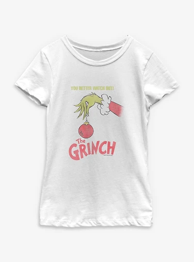 Dr. Seuss How The Grinch Stole Christmas You Better Watch Out Ornament Youth Girls T-Shirt