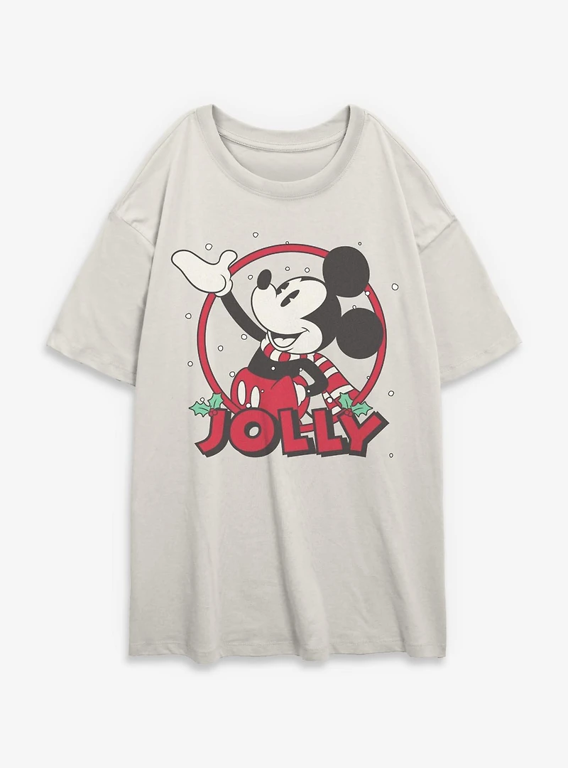 Disney Mickey Mouse Jolly Circle Icon Womens Oversized T-Shirt