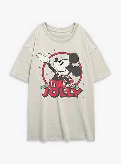 Disney Mickey Mouse Jolly Circle Icon Womens Oversized T-Shirt