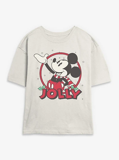 Disney Mickey Mouse Jolly Circle Icon Womens Skimmer T-Shirt