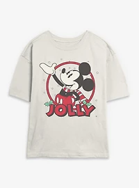 Disney Mickey Mouse Jolly Circle Icon Womens Skimmer T-Shirt