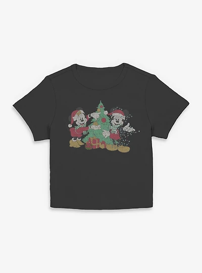 Disney Mickey Mouse & Minnie Christmas Couple Vintage Style Women Baby T-Shirt