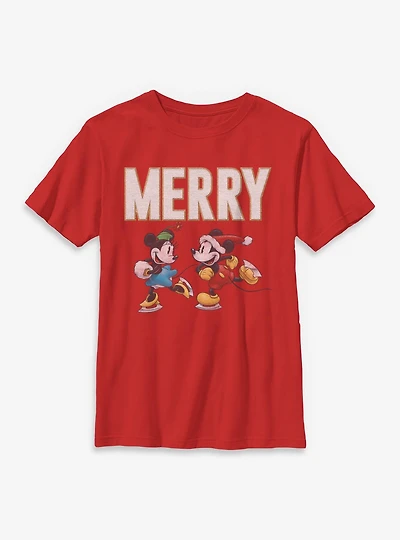 Disney Mickey Mouse & Minnie Merry Skating Youth T-Shirt
