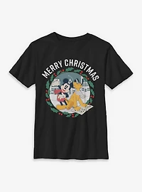 Disney Mickey Mouse & Pluto Merry Christmas Youth T-Shirt