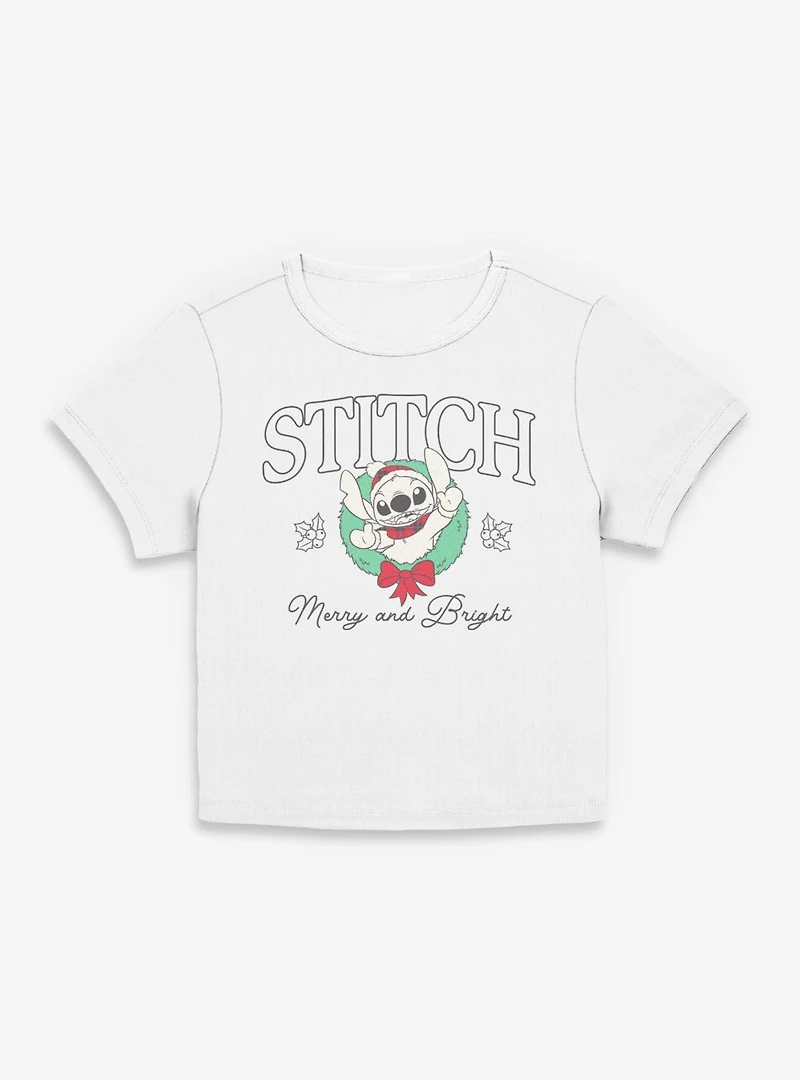 Disney Lilo & Stitch Merry and Bright Wreath  Women Baby T-Shirt