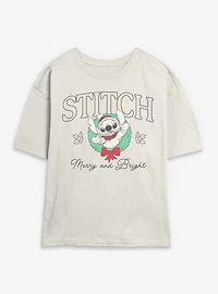 Disney Lilo & Stitch Merry and Bright Wreath  Womens Skimmer T-Shirt