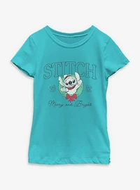 Disney Lilo & Stitch Merry and Bright Wreath  Youth Girls T-Shirt