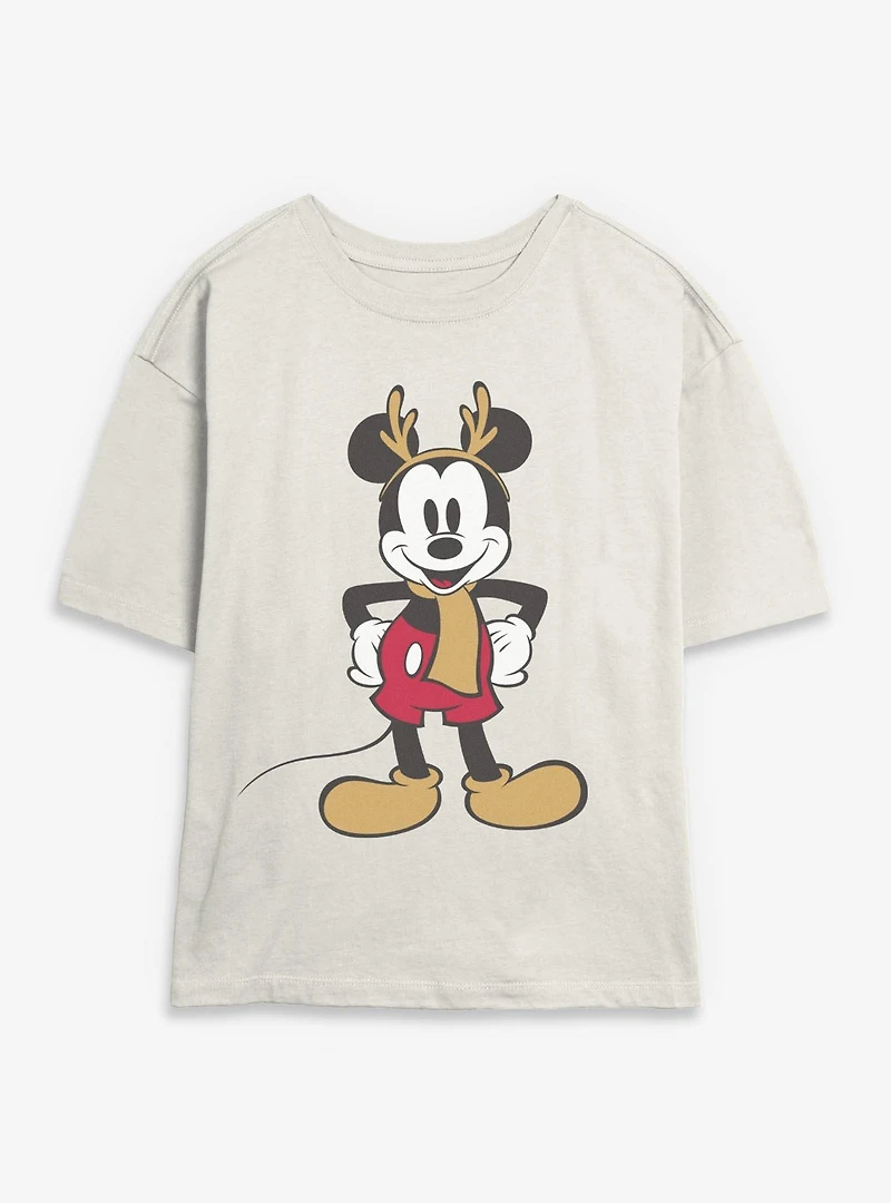 Disney Mickey Mouse Festive Reindeer Womens Skimmer T-Shirt