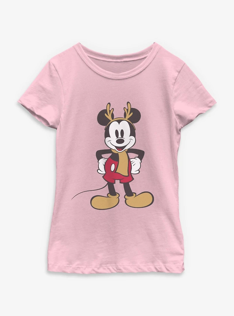 Disney Mickey Mouse Festive Reindeer Youth Girls T-Shirt