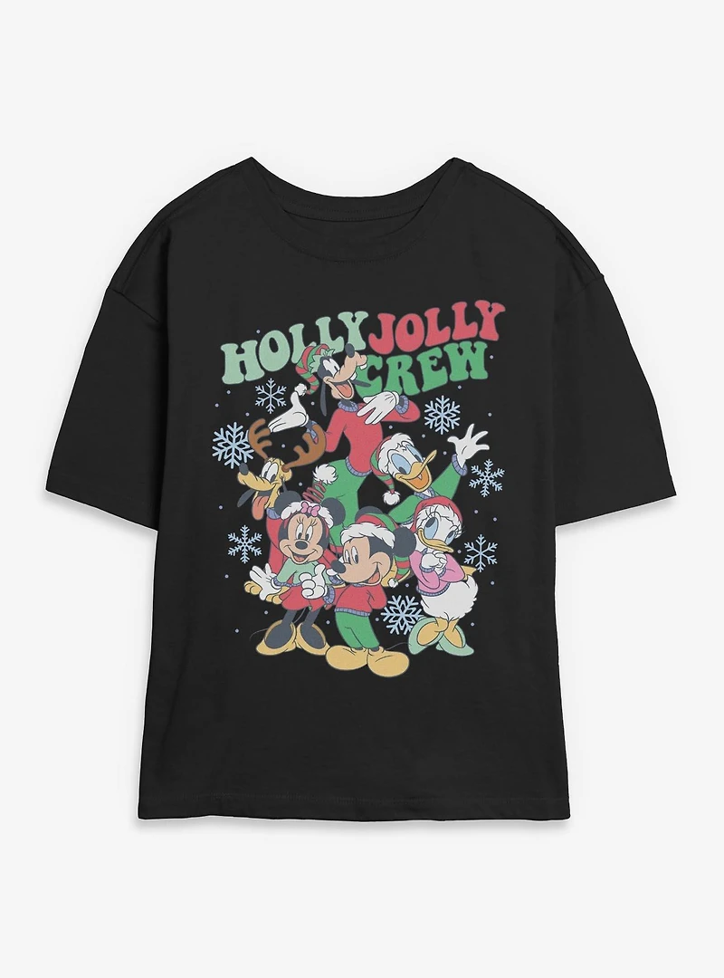 Disney Mickey Mouse & Friends Holly Jolly Crew Womens Skimmer T-Shirt