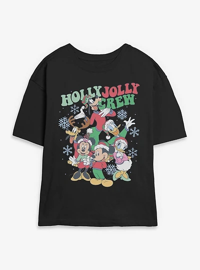 Disney Mickey Mouse & Friends Holly Jolly Crew Womens Skimmer T-Shirt