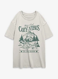 Disney Mickey Mouse & Friends Cozy Vibes Tis The Season Womens Oversized T-Shirt