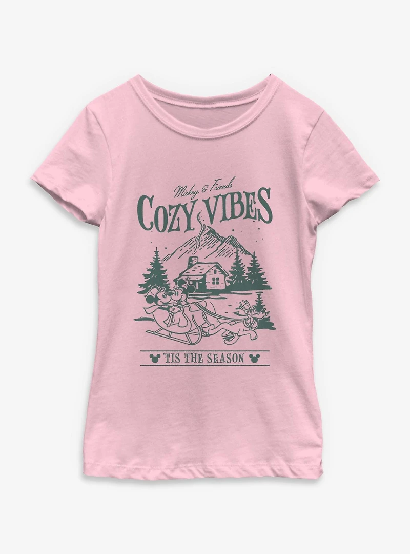Disney Mickey Mouse & Friends Cozy Vibes Tis The Season Youth Girls T-Shirt