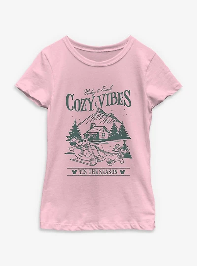 Disney Mickey Mouse & Friends Cozy Vibes Tis The Season Youth Girls T-Shirt