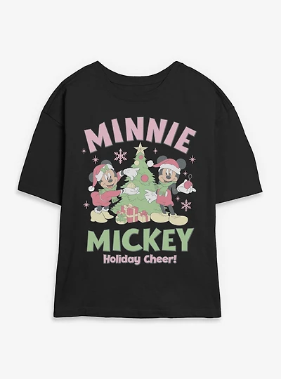 Disney Mickey Mouse & Minnie Holiday Cheer Womens Skimmer T-Shirt