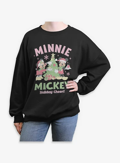 Disney Mickey Mouse & Minnie Holiday Cheer Womens Oversized Sweatshirt