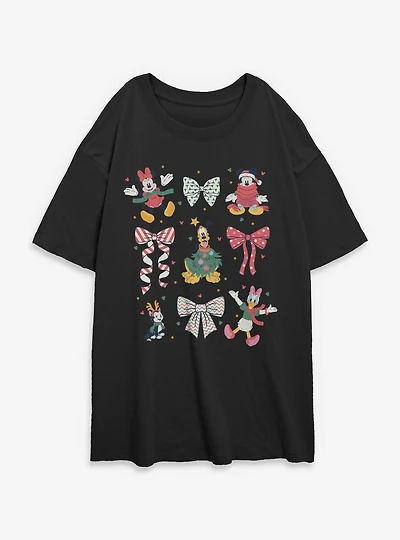 Disney Mickey Mouse & Friends Xmas Icons Womens Oversized T-Shirt