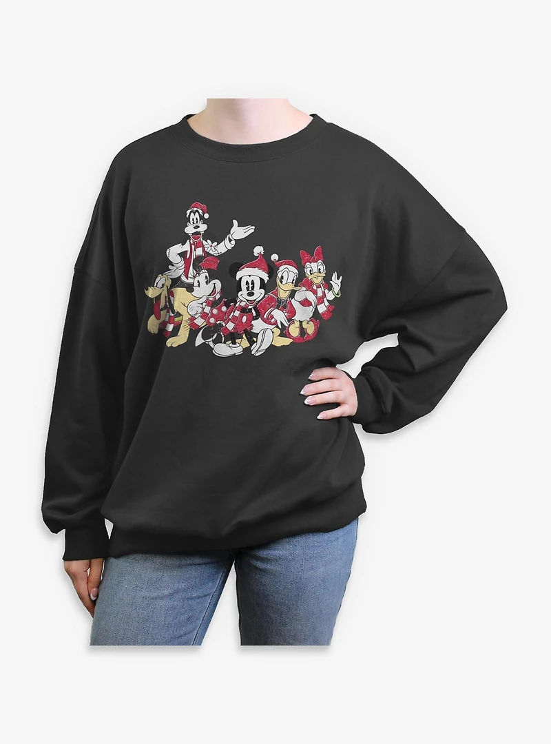 Disney Mickey Mouse & Friends Xmas Group  Womens Oversized Sweatshirt