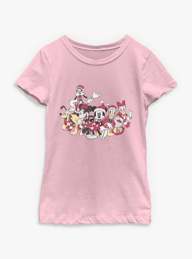Disney Mickey Mouse & Friends Xmas Group  Youth Girls T-Shirt