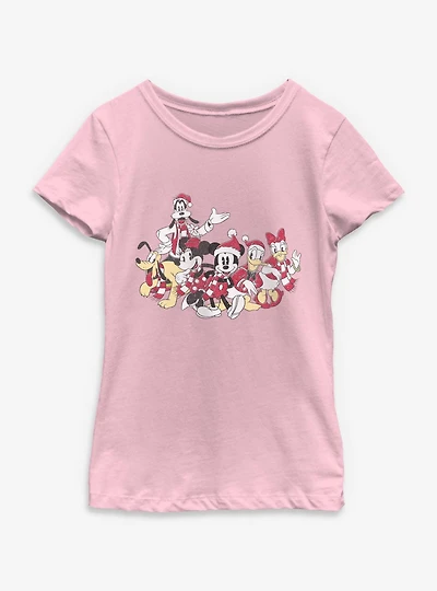 Disney Mickey Mouse & Friends Xmas Group Youth Girls T-Shirt