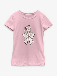 Disney Minnie Mouse Mrs Claus Bow Youth Girls T-Shirt